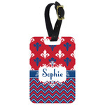 Patriotic Fleur de Lis Metal Luggage Tag w/ Name or Text
