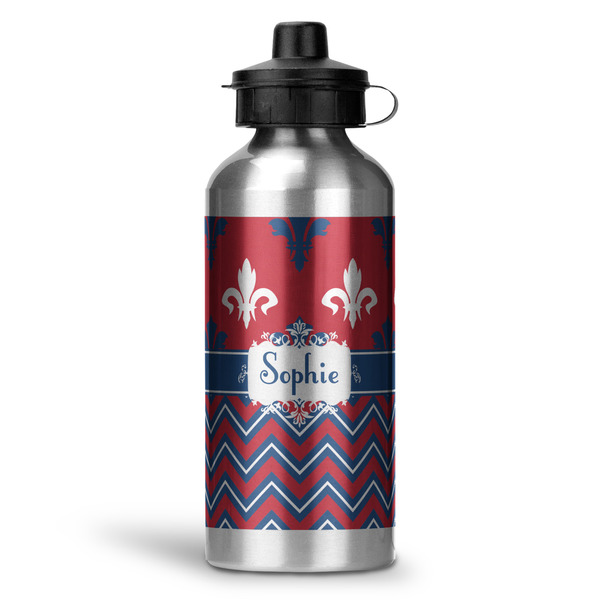 Custom Patriotic Fleur de Lis Water Bottle - Aluminum - 20 oz (Personalized)