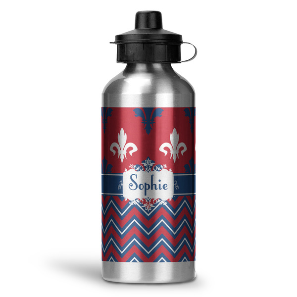 Custom Patriotic Fleur de Lis Water Bottle - Aluminum - 20 oz (Personalized)
