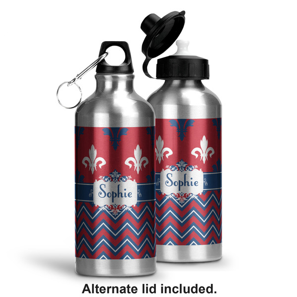 Patriotic Fleur de Lis Aluminum Water Bottle - Alternate lid options