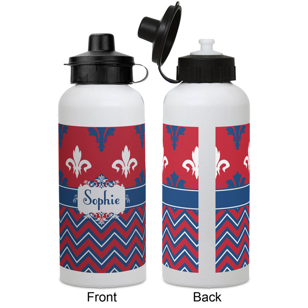 Patriotic Fleur de Lis Aluminum Water Bottle - White APPROVAL