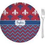 Patriotic Fleur de Lis 8" Glass Appetizer / Dessert Plates - Single or Set (Personalized)
