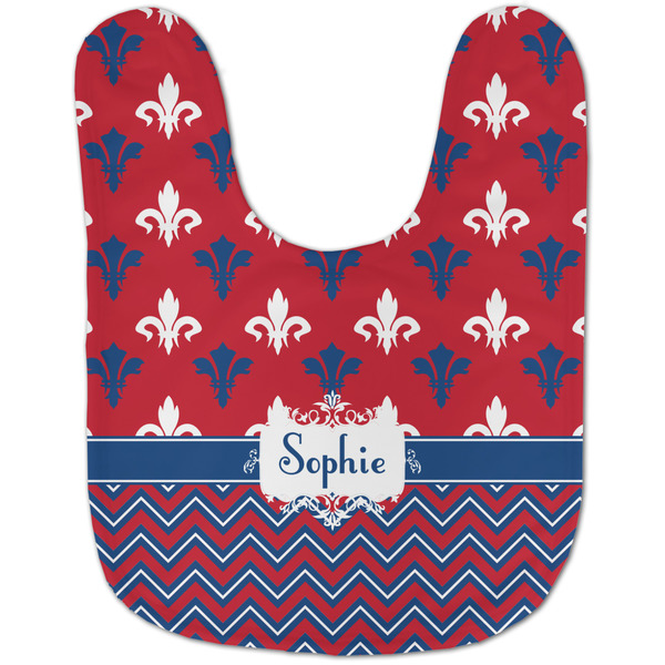 Patriotic Fleur de Lis Baby Bib - AFT flat