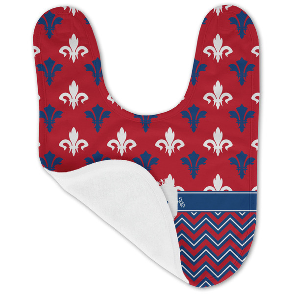Patriotic Fleur de Lis Baby Bib - AFT folded