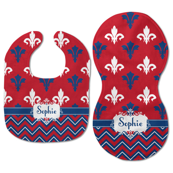 Patriotic Fleur de Lis Baby Bib & Burp Set - Approval (new bib & burp)