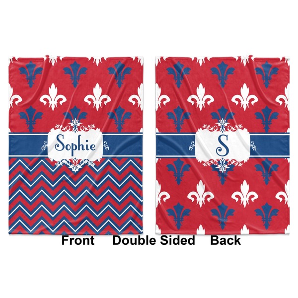 Patriotic Fleur de Lis Baby Blanket (Double Sided - Printed Front and Back)