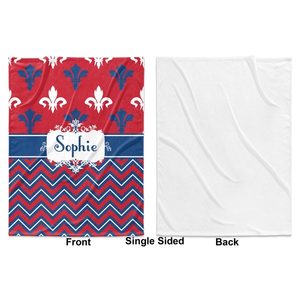 Patriotic Fleur de Lis Baby Blanket (Single Sided - Printed Front, White Back)