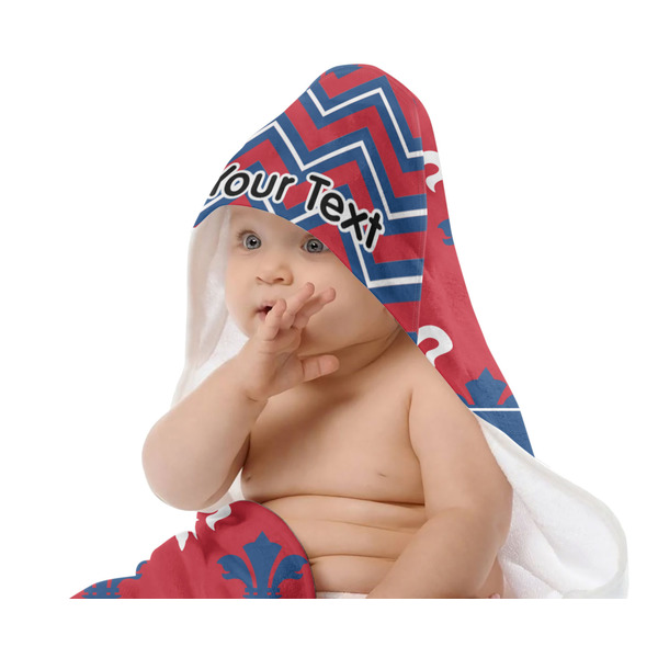 Patriotic Fleur de Lis Baby Hooded Towel on Child