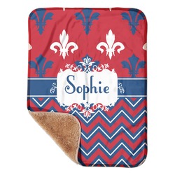 Patriotic Fleur de Lis Sherpa Baby Blanket - 30" x 40" w/ Name or Text