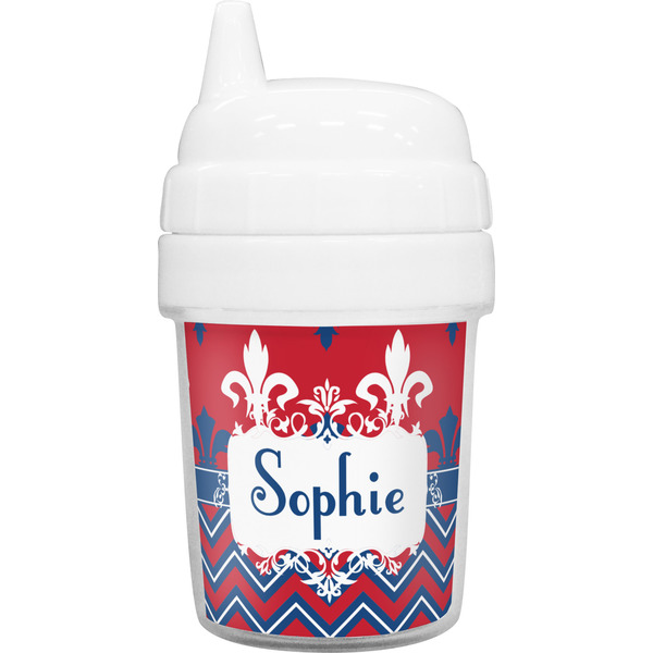 Custom Patriotic Fleur de Lis Baby Sippy Cup (Personalized)