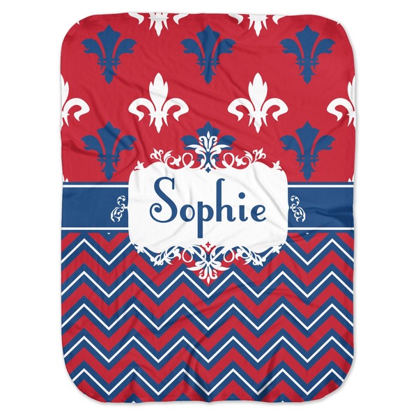 Custom Patriotic Fleur de Lis Baby Swaddling Blanket (Personalized)