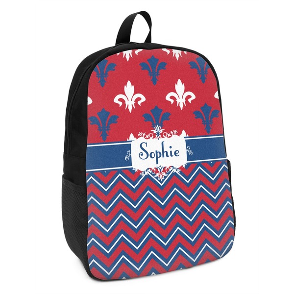 Custom Patriotic Fleur de Lis Kids Backpack (Personalized)