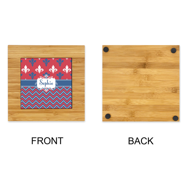 Patriotic Fleur de Lis Bamboo Trivet with 6" Tile - APPROVAL
