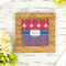 Patriotic Fleur de Lis Bamboo Trivet with 6" Tile - LIFESTYLE