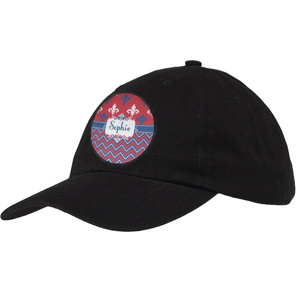Custom Patriotic Fleur de Lis Baseball Cap - Black (Personalized)