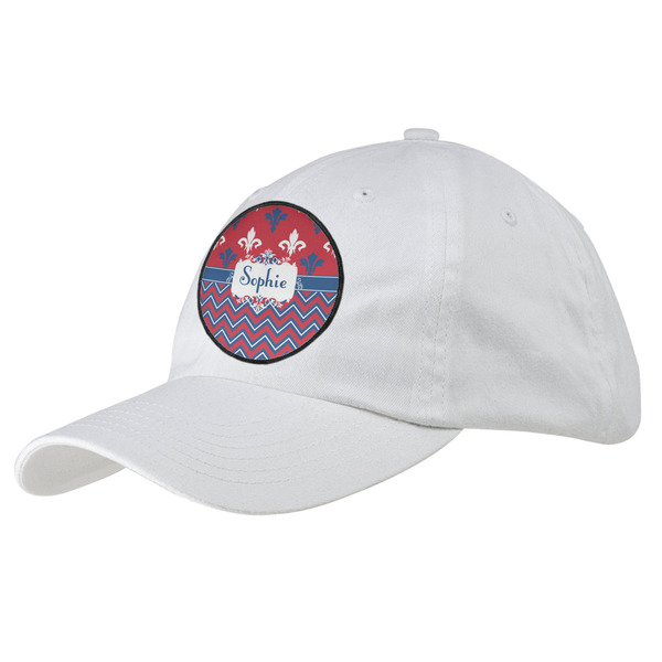 Custom Patriotic Fleur de Lis Baseball Cap - White (Personalized)