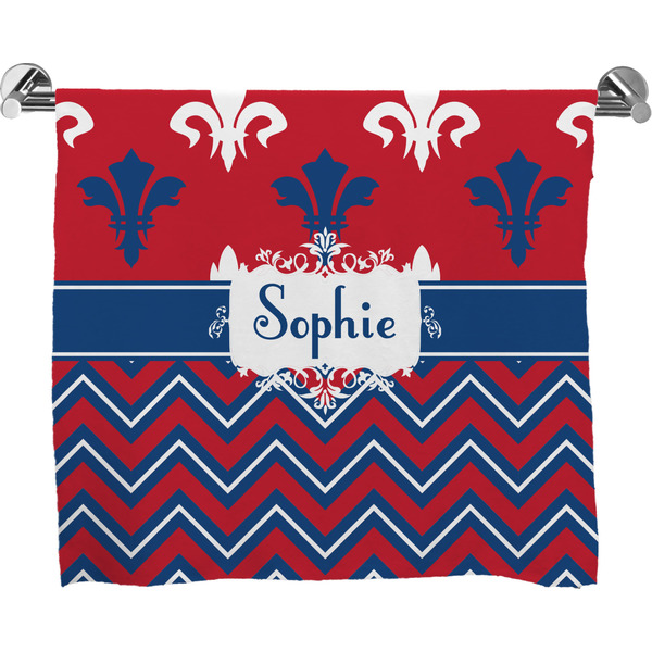 Custom Patriotic Fleur de Lis Bath Towel (Personalized)