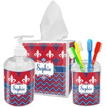 Patriotic Fleur de Lis Acrylic Bathroom Accessories Set w/ Name or Text
