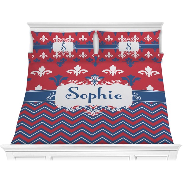 Custom Patriotic Fleur de Lis Comforter Set - King (Personalized)