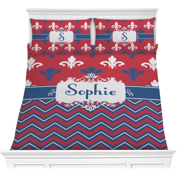 Custom Patriotic Fleur de Lis Comforter Set - Full / Queen (Personalized)