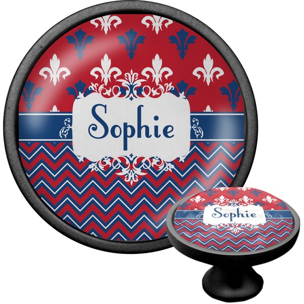 Custom Patriotic Fleur de Lis Cabinet Knob (Black) (Personalized)