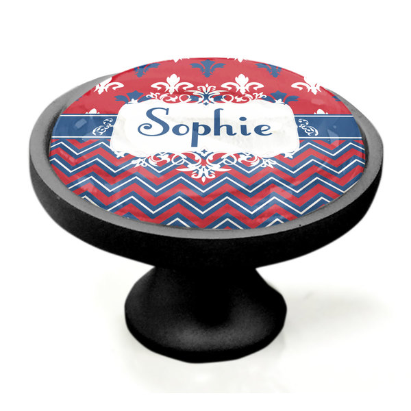 Patriotic Fleur de Lis Black Custom Cabinet Knob (Side)