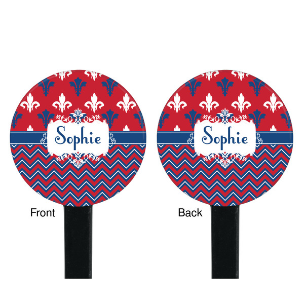 Patriotic Fleur de Lis Black Plastic 7" Stir Stick - Double Sided - Round - Front & Back