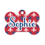 Patriotic Fleur de Lis Bone Shaped Dog ID Tag - Small (Personalized)