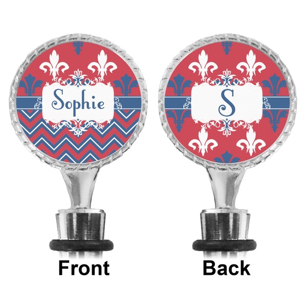 Patriotic Fleur de Lis Bottle Stopper - Front and Back
