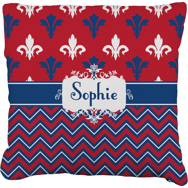 Custom Patriotic Fleur de Lis Faux-Linen Throw Pillow 16" (Personalized)