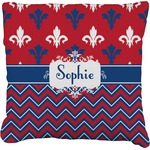 Patriotic Fleur de Lis Faux-Linen Throw Pillow 18" (Personalized)