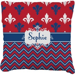 Patriotic Fleur de Lis Faux-Linen Throw Pillow 18" (Personalized)