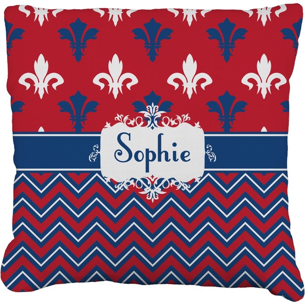 Custom Patriotic Fleur de Lis Faux-Linen Throw Pillow 18" (Personalized)