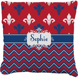 Patriotic Fleur de Lis Faux-Linen Throw Pillow 20" (Personalized)