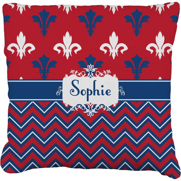 Custom Patriotic Fleur de Lis Faux-Linen Throw Pillow 20" (Personalized)