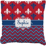 Patriotic Fleur de Lis Faux-Linen Throw Pillow (Personalized)