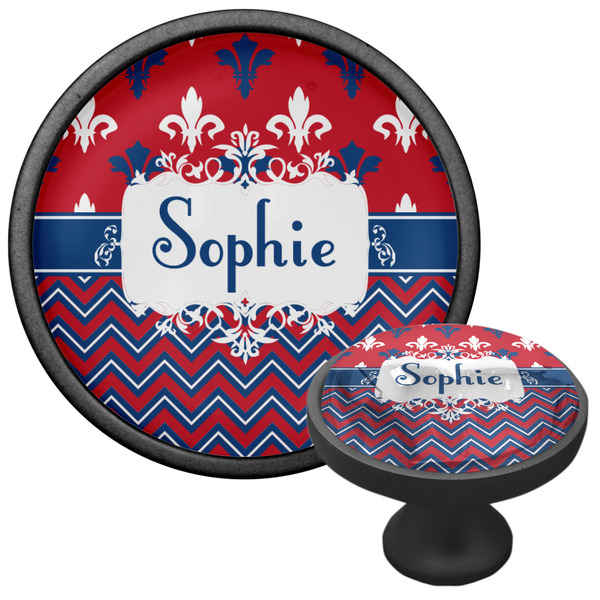 Patriotic Fleur de Lis Cabinet Knob - Black - Multi Angle