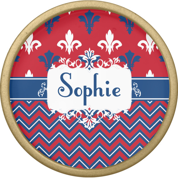 Patriotic Fleur de Lis Cabinet Knob - Gold - Front