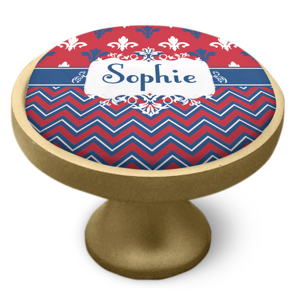 Patriotic Fleur de Lis Cabinet Knob - Gold - Side