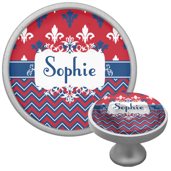 Custom Patriotic Fleur de Lis Cabinet Knob (Silver) (Personalized)