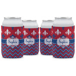 Patriotic Fleur de Lis Can Cooler (12 oz) - Set of 4 w/ Name or Text