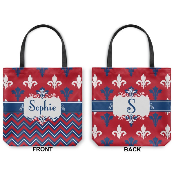 Patriotic Fleur de Lis Canvas Tote - Front and Back