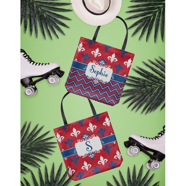 Patriotic Fleur de Lis Canvas Tote Lifestyle Front and Back