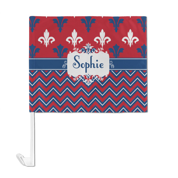 Patriotic Fleur de Lis Car Flag - Large - FRONT