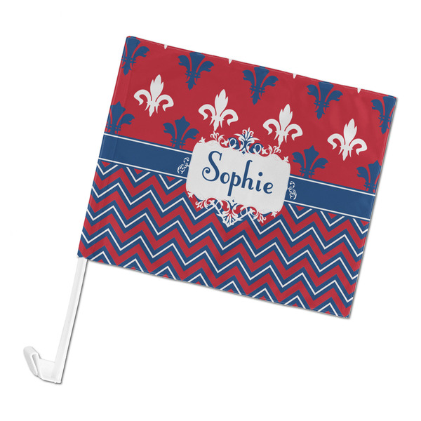 Custom Patriotic Fleur de Lis Car Flag - Large (Personalized)