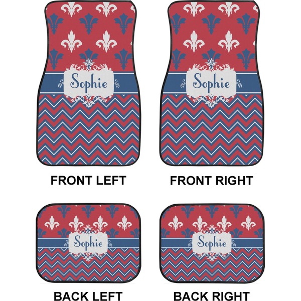 Patriotic Fleur de Lis Car Floor Mats Set (2F + 2B)