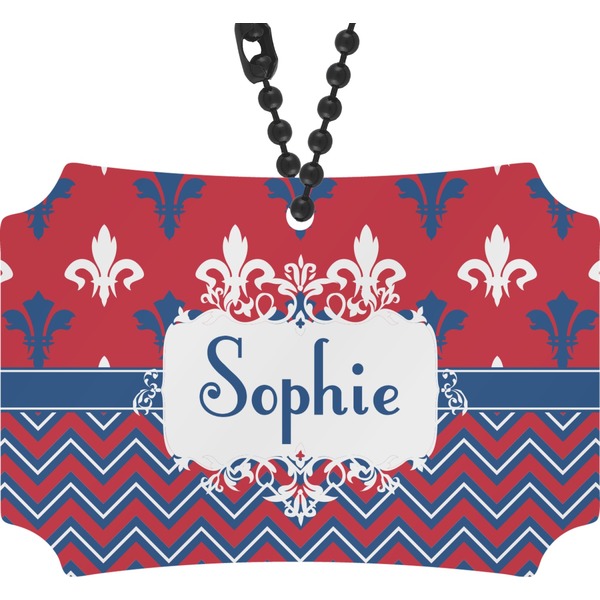 Custom Patriotic Fleur de Lis Rear View Mirror Ornament (Personalized)