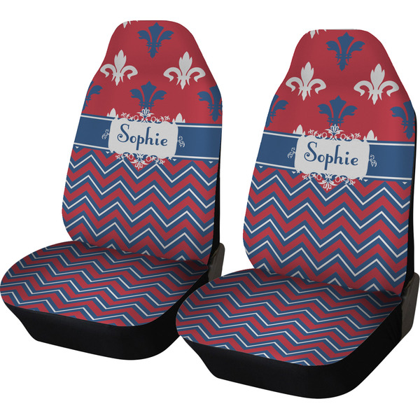 Custom Patriotic Fleur de Lis Car Seat Covers (Set of Two) (Personalized)
