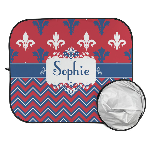 Patriotic Fleur de Lis Car Sun Shades - FOLDED & UNFOLDED