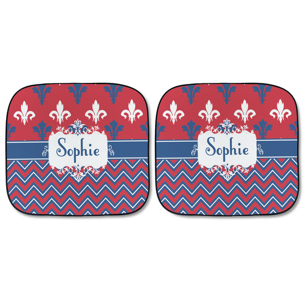 Patriotic Fleur de Lis Car Sun Shades - FRONT